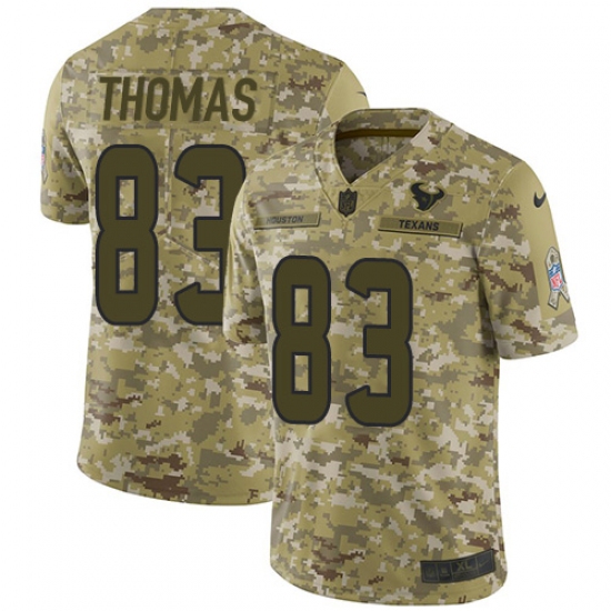 Men's Nike Houston Texans 83 Jordan Thomas Limited Camo 2018 Salute to Service NFL Jersey