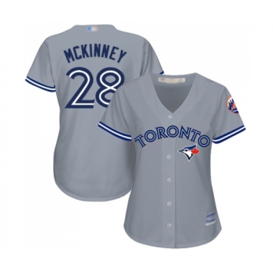 Women's Toronto Blue Jays 28 Billy McKinney Replica Grey Road Baseball Jersey