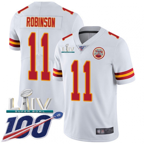 Youth Kansas City Chiefs 11 Demarcus Robinson White Super Bowl LIV 2020 Stitched Vapor Untouchable Limited Jersey