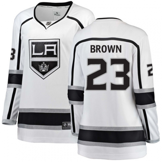 Women's Los Angeles Kings 23 Dustin Brown Authentic White Away Fanatics Branded Breakaway NHL Jersey