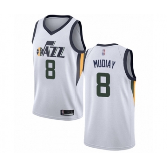 Men's Utah Jazz 8 Emmanuel Mudiay Authentic White Basketball Jersey - Association Edition