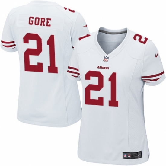 Women's Nike San Francisco 49ers 21 Frank Gore Game White NFL Jersey