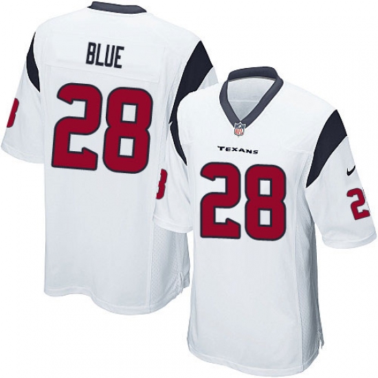 Men's Nike Houston Texans 28 Alfred Blue Game White NFL Jersey