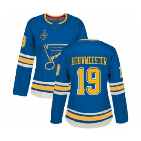 Women's St. Louis Blues 19 Jay Bouwmeester Authentic Navy Blue Alternate 2019 Stanley Cup Final Bound Hockey Jersey