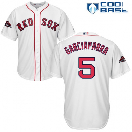 Youth Majestic Boston Red Sox 5 Nomar Garciaparra Authentic White Home Cool Base 2018 World Series Champions MLB Jersey