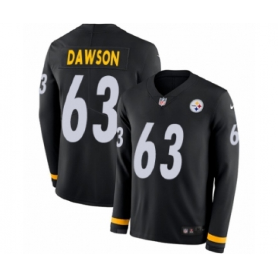 Men's Nike Pittsburgh Steelers 63 Dermontti Dawson Limited Black Therma Long Sleeve NFL Jersey