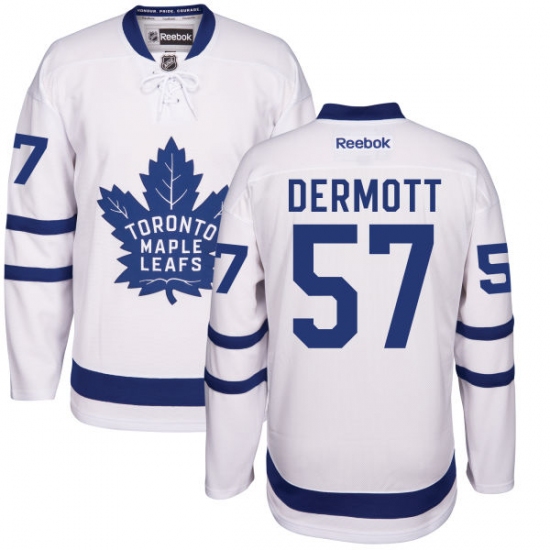 Men's Reebok Toronto Maple Leafs 57 Travis Dermott Authentic White Away NHL Jersey