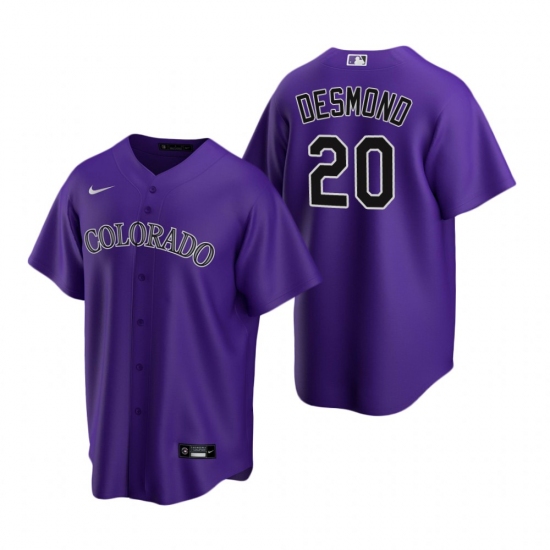 Men's Nike Colorado Rockies 20 Ian Desmond Purple Alternate Stitched Baseball Jersey