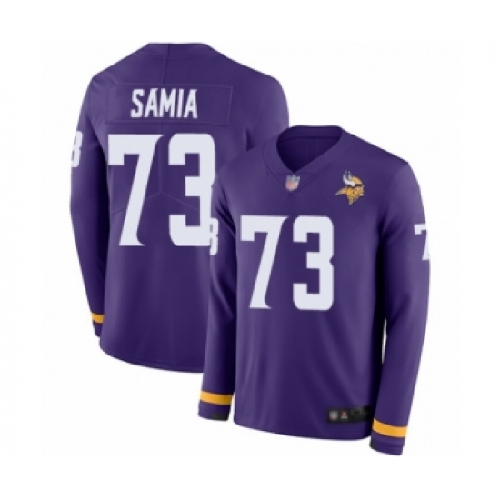 Youth Minnesota Vikings 73 Dru Samia Limited Purple Therma Long Sleeve Football Jersey