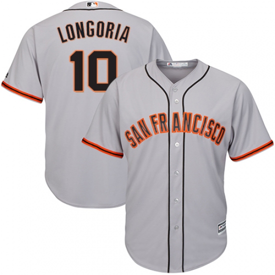 Men's Majestic San Francisco Giants 10 Evan Longoria Replica Grey Road Cool Base MLB Jersey