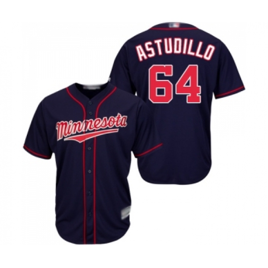 Youth Minnesota Twins 64 Willians Astudillo Replica Navy Blue Alternate Road Cool Base Baseball Jersey