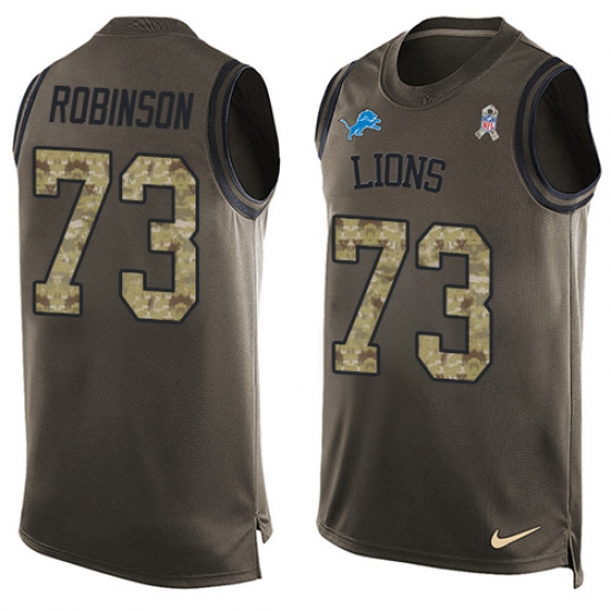 Men's Nike Detroit Lions 73 Greg Robinson Limited Green Salute to Service Tank Top NFL Jersey