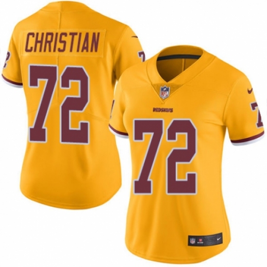 Women's Nike Washington Redskins 72 Geron Christian Limited Gold Rush Vapor Untouchable NFL Jersey