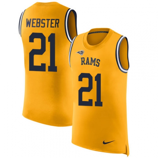 Men's Nike Los Angeles Rams 21 Kayvon Webster Limited Gold Rush Player Name & Number Tank Top NFL Jersey