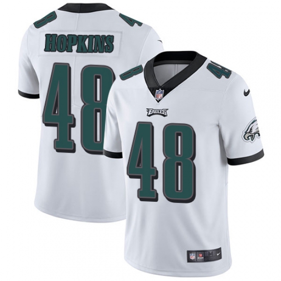 Men's Nike Philadelphia Eagles 48 Wes Hopkins White Vapor Untouchable Limited Player NFL Jersey