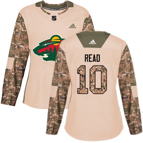 Women's Adidas Minnesota Wild 10 Matt Read Authentic Camo Veterans Day Practice NHL Jersey