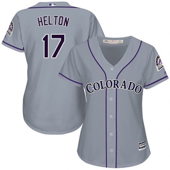 Women's Majestic Colorado Rockies 17 Todd Helton Authentic Grey Road Cool Base MLB Jersey