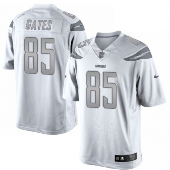 Men's Nike Los Angeles Chargers 85 Antonio Gates Limited White Platinum NFL Jersey