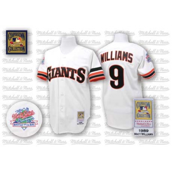 Men's Mitchell and Ness San Francisco Giants 9 Matt Williams Authentic White Throwback MLB Jersey