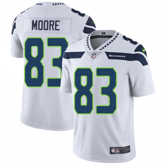 Men's Nike Seattle Seahawks 83 David Moore White Vapor Untouchable Limited Player NFL Jersey