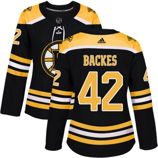 Women's Adidas Boston Bruins 42 David Backes Premier Black Home NHL Jersey