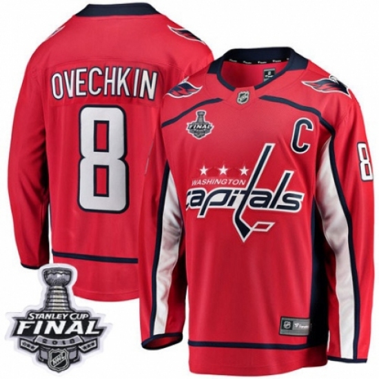 Men's Washington Capitals 8 Alex Ovechkin Fanatics Branded Red Home Breakaway 2018 Stanley Cup Final NHL Jersey