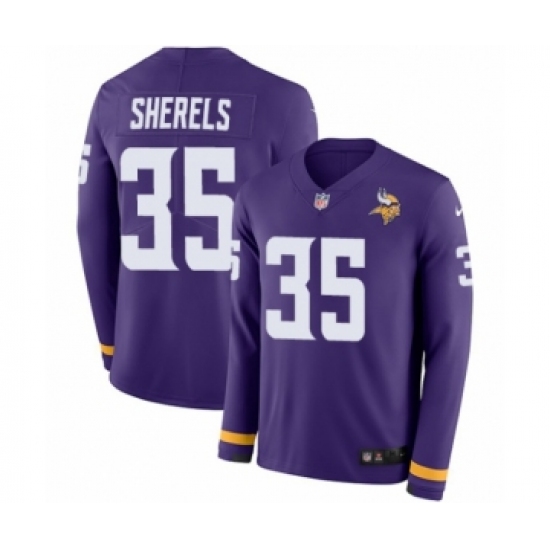 Youth Nike Minnesota Vikings 35 Marcus Sherels Limited Purple Therma Long Sleeve NFL Jersey