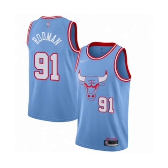 Men's Chicago Bulls 91 Dennis Rodman Swingman Blue Basketball Jersey - 2019 20 City Edition