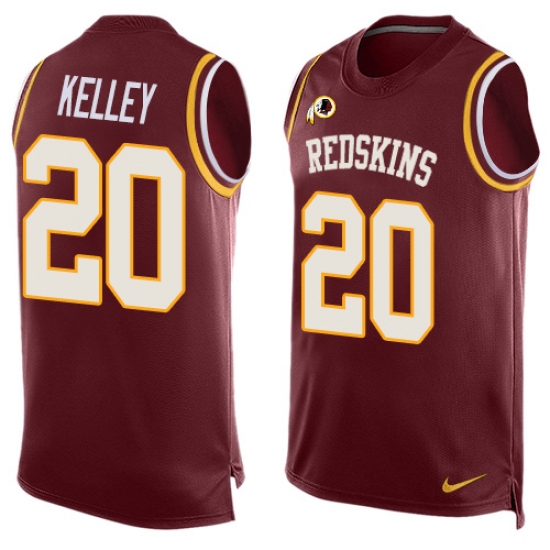 Men's Nike Washington Redskins 20 Rob Kelley Limited Red Player Name & Number Tank Top NFL Jersey