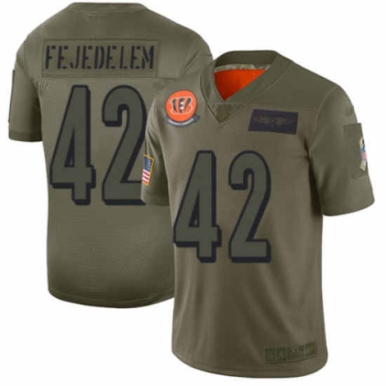Youth Cincinnati Bengals 42 Clayton Fejedelem Limited Camo 2019 Salute to Service Football Jersey