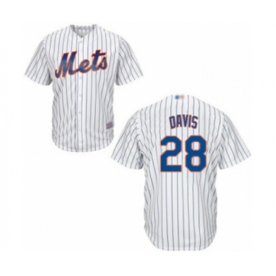 Youth New York Mets 28 J.D. Davis Authentic White Home Cool Base Baseball Player Jersey