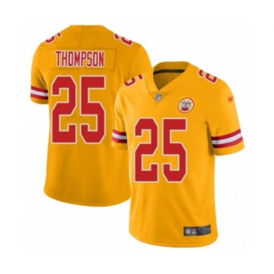Women's Kansas City Chiefs 25 Darwin Thompson Limited Gold Inverted Legend Football Jersey