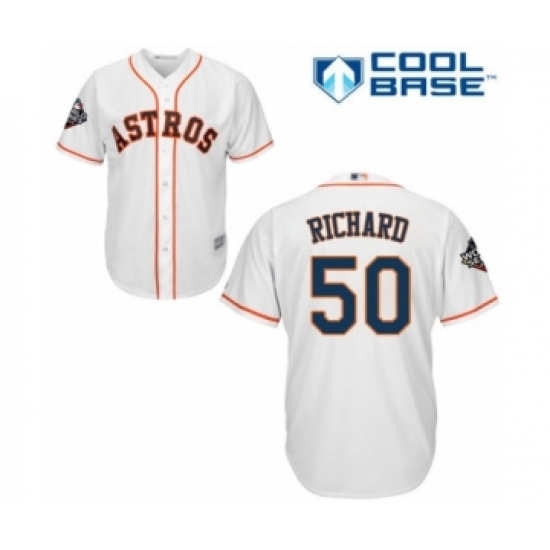 Youth Houston Astros 50 J.R. Richard Authentic White Home Cool Base 2019 World Series Bound Baseball Jersey