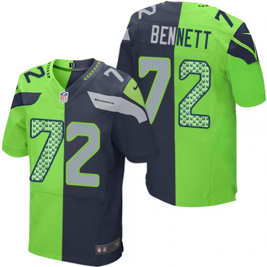 Men's Nike Seattle Seahawks 72 Michael Bennett Elite Navy/Green Split Fashion NFL Jersey