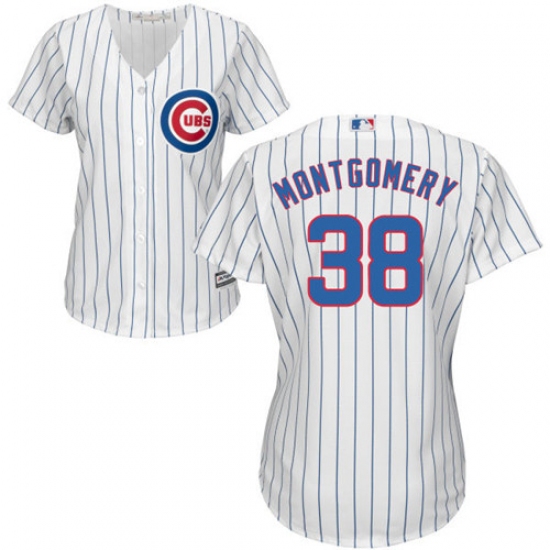 Women's Majestic Chicago Cubs 38 Mike Montgomery Authentic White Home Cool Base MLB Jersey