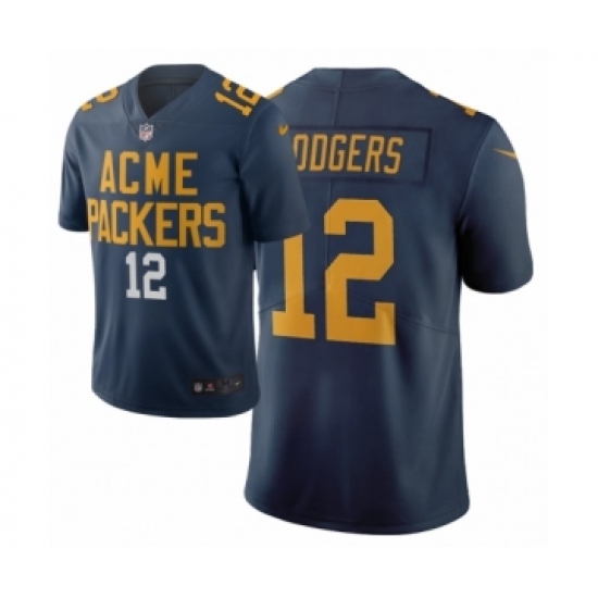 Men Green Bay Packers 12 Aaron Rodgers Navy City Edition Vapor Limited Jersey