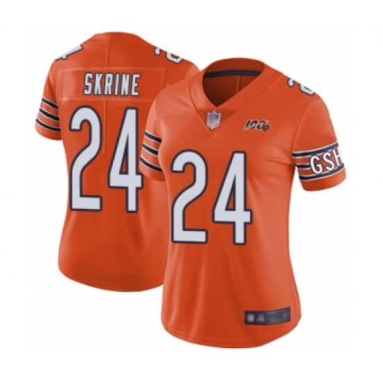 Women's Chicago Bears 24 Buster Skrine Orange Alternate 100th Season Limited Football Jersey