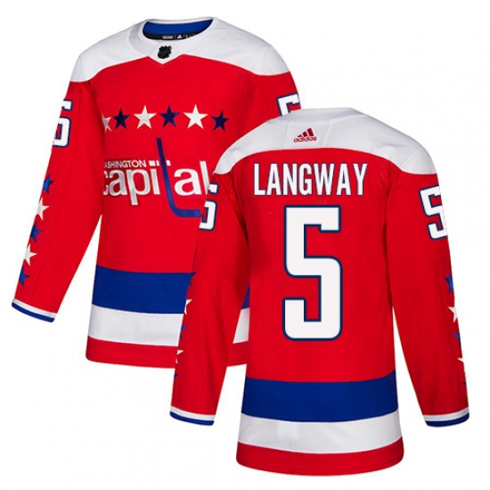 Men's Adidas Washington Capitals 5 Rod Langway Authentic Red Alternate NHL Jersey