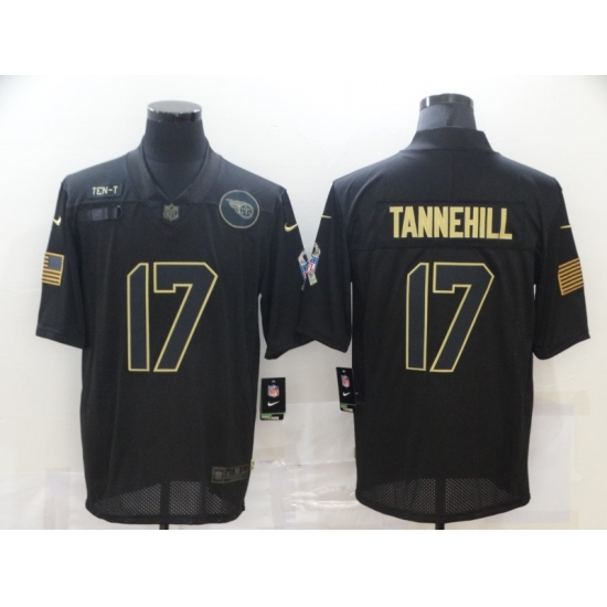 Men's Tennessee Titans 17 Ryan Tannehill Black Nike 2020 Salute To Service Limited Jersey