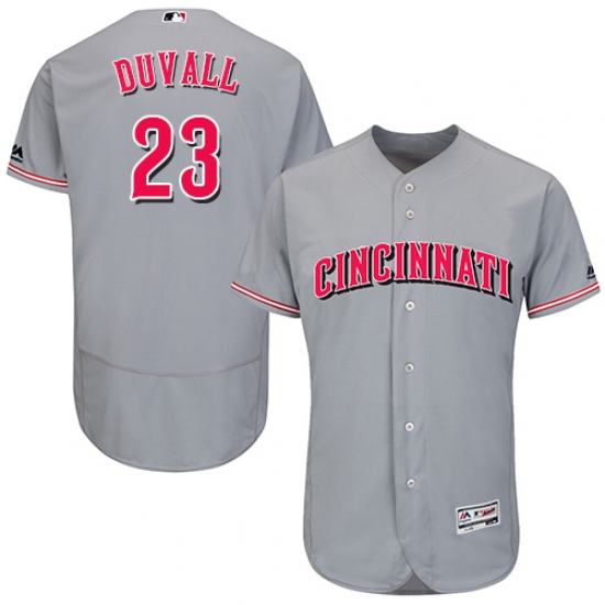 Men's Majestic Cincinnati Reds 23 Adam Duvall Grey Flexbase Authentic Collection MLB Jersey