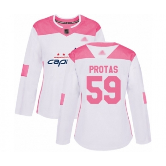 Women's Washington Capitals 59 Aliaksei Protas Authentic White Pink Fashion Hockey Jersey