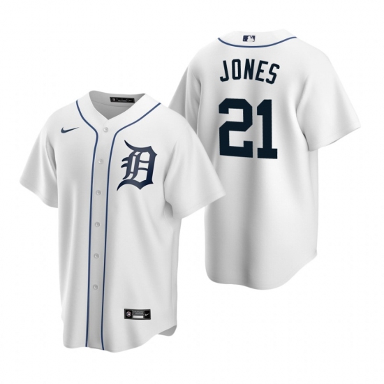 Men's Nike Detroit Tigers 21 JaCoby Jones White Home Stitched Baseball Jersey