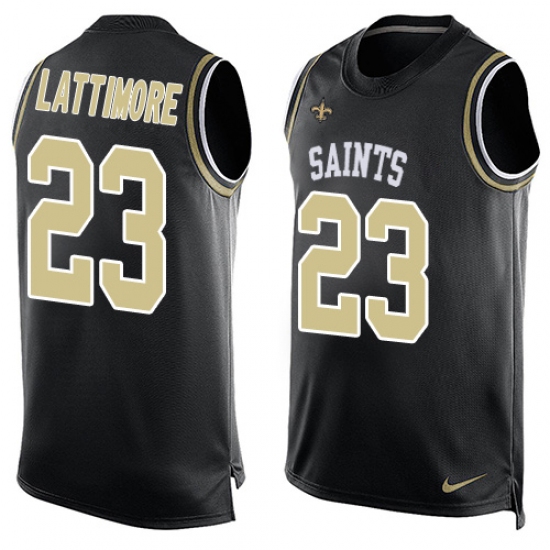 Men's Nike New Orleans Saints 23 Marshon Lattimore Limited Black Player Name & Number Tank Top NFL Jersey