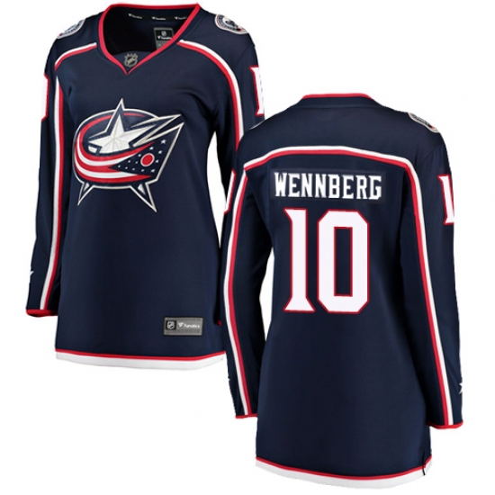 Women's Columbus Blue Jackets 10 Alexander Wennberg Fanatics Branded Navy Blue Home Breakaway NHL Jersey