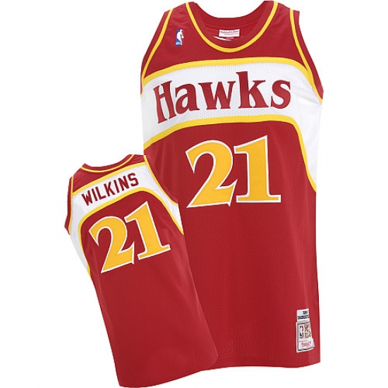 Men's Adidas Atlanta Hawks 21 Dominique Wilkins Authentic Red Throwback NBA Jersey