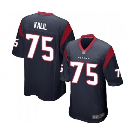 Men's Houston Texans 75 Matt Kalil Game Navy Blue Team Color Football Jersey