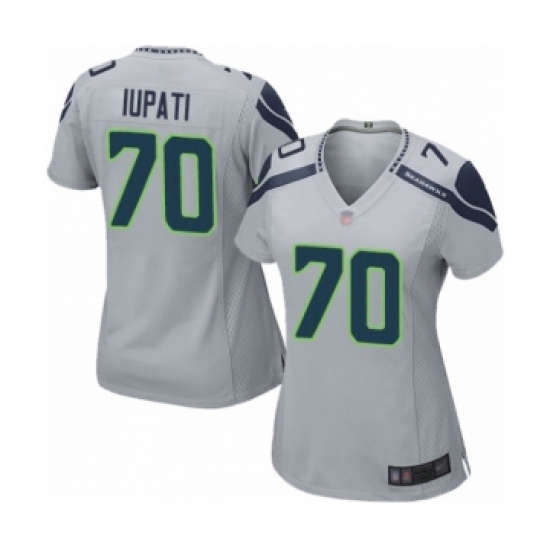 Women's Seattle Seahawks 70 Mike Iupati Game Grey Alternate Football Jersey