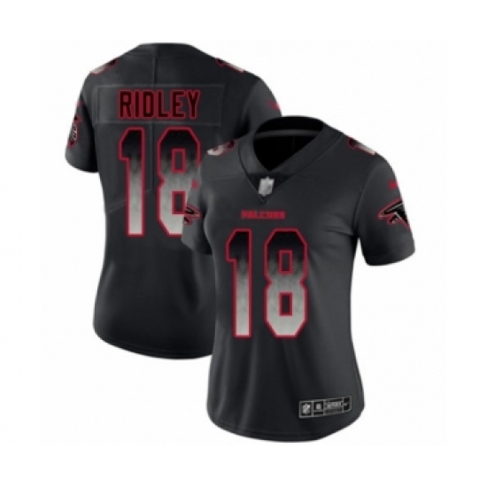 Women's Atlanta Falcons 18 Calvin Ridley Limited Black Smoke Fashion Football Jersey