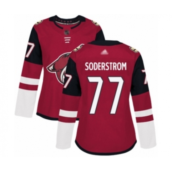 Women's Arizona Coyotes 77 Victor Soderstrom Authentic Burgundy Red Home Hockey Jersey