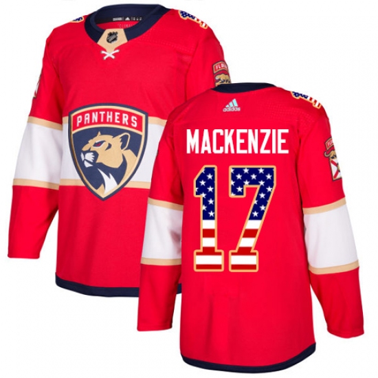 Men's Adidas Florida Panthers 17 Derek MacKenzie Authentic Red USA Flag Fashion NHL Jersey